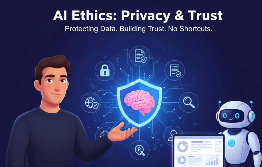 Demonstrating the ethical use of data in AI support.