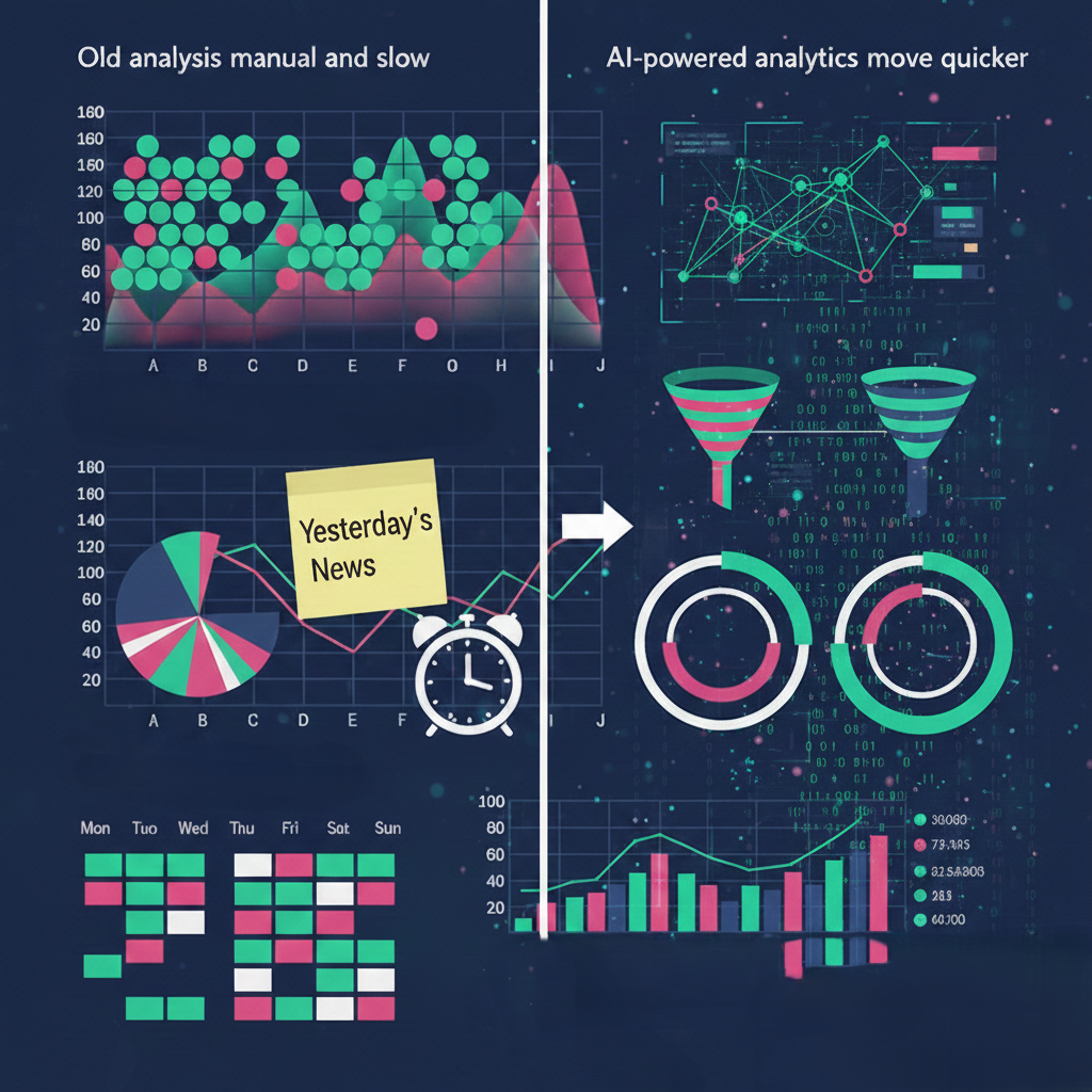 Showing difference between old analysis method and AI-powered analytics.