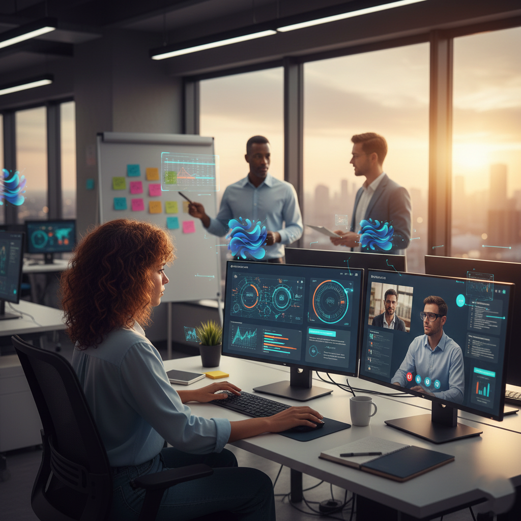 Artificial intelligence analyzing business data to reveal patterns, trends, and actionable insights.