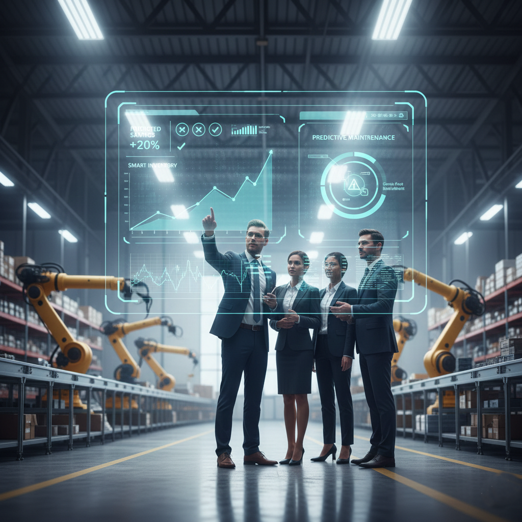 AI analyzing business costs and resources to reduce waste and improve efficiency.