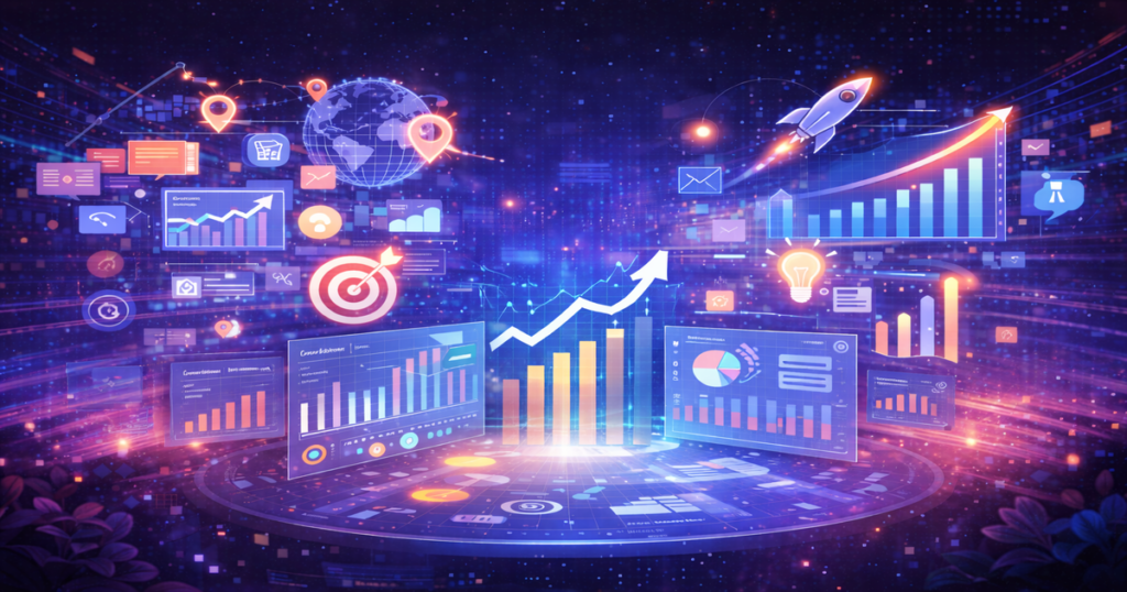 Represents business growth and target displays in charts.
