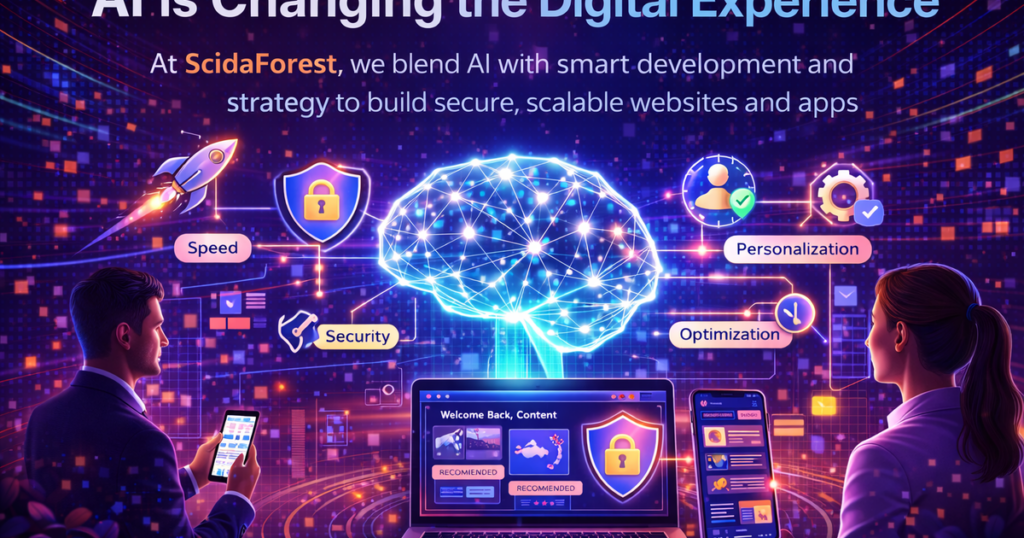 Showing a network seamlessly integrating into a structured software, symbolizing the fusion of AI and modern web development.