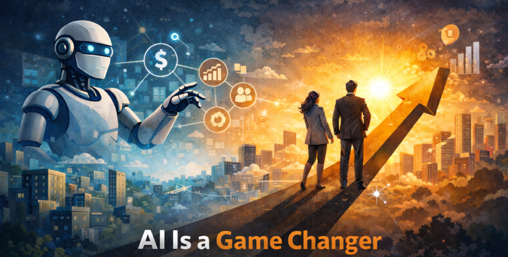 Visual representation of AI as a game changer for businesses.